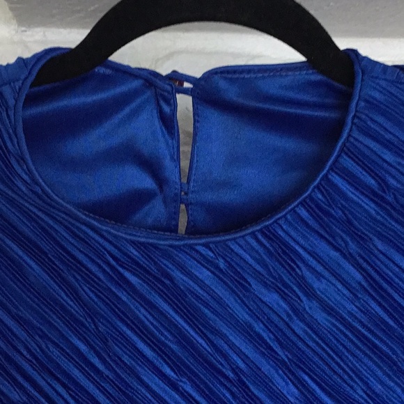 NWT Blue Liz Roberts Dress W/ Belt/buttons - Picture 3 of 8